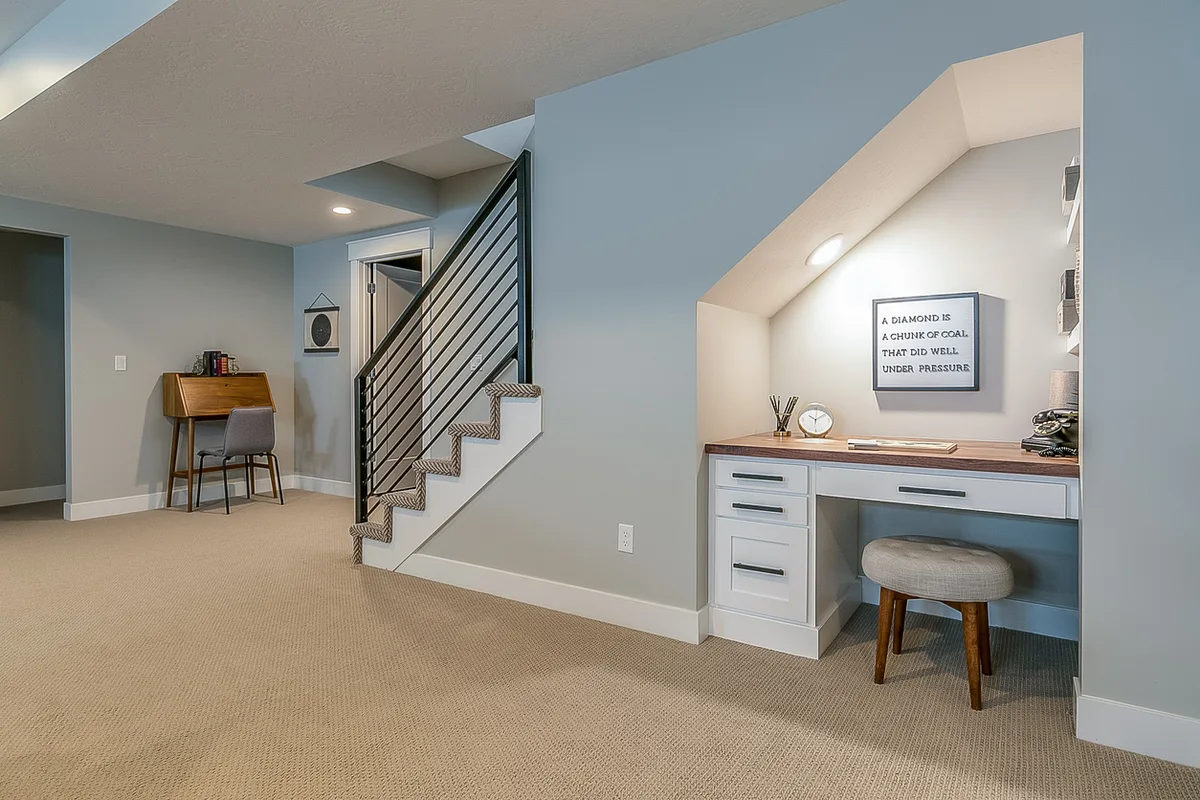 Basement home office finishing in Lincoln, NE by DG Decks & Carpentry